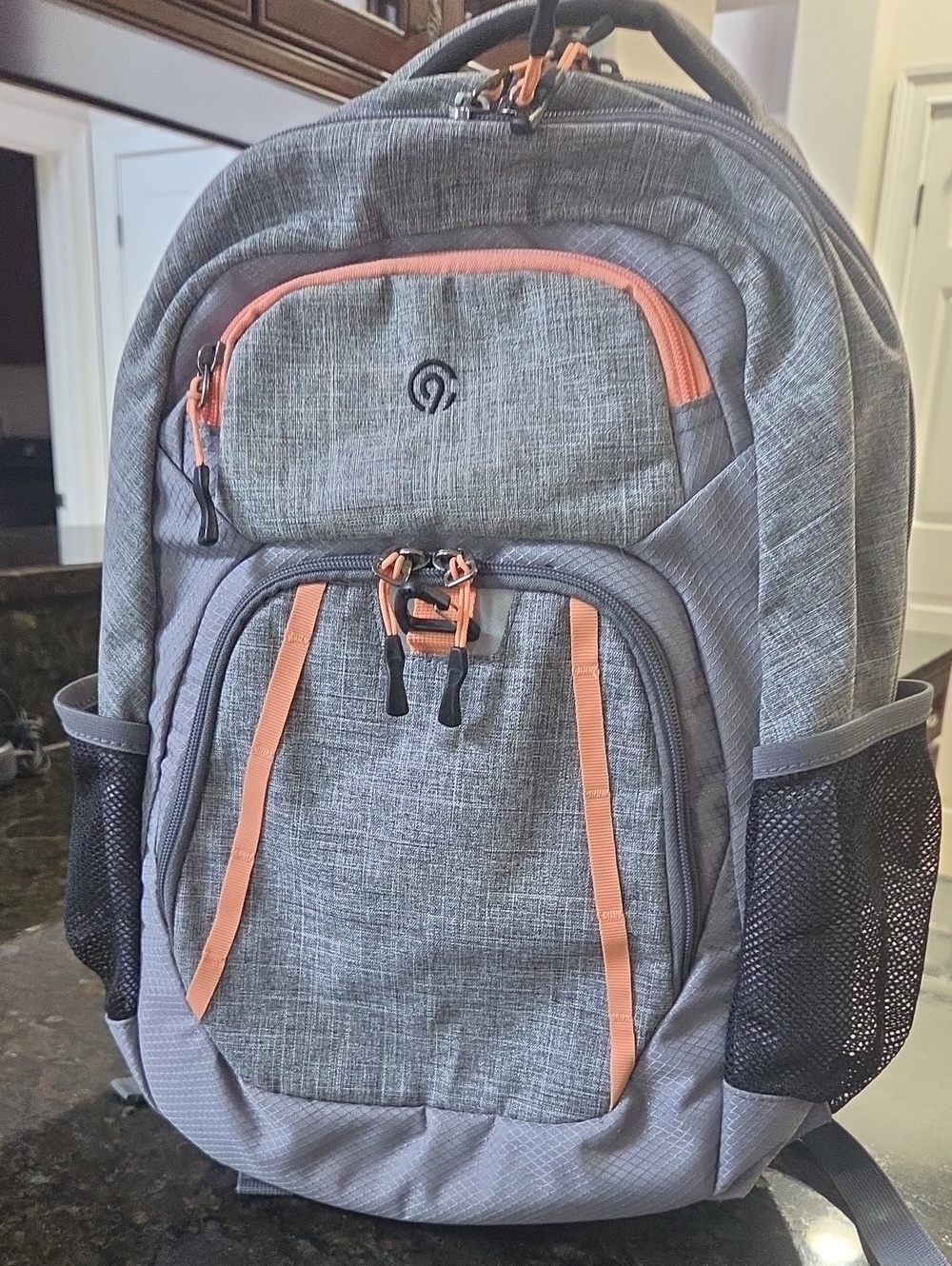 Gray and Coral Backpack - Durable Everyday Pack